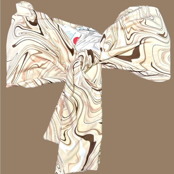 Bia She Bandeau Top Brown Cream Tan Size Small - Picture 1 of 4